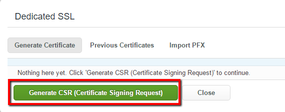 Where can I generate a CSR for my site's SSL certificate?