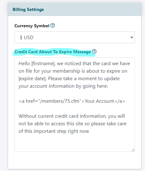 How does the Credit Card About To Expire Message work?